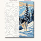 Husky in the Snowy Mountains numbered canvas next to the finished painting