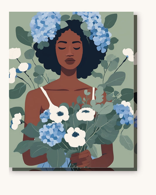 Hydrangea Dreamer paint by numbers kit on stretched canvas