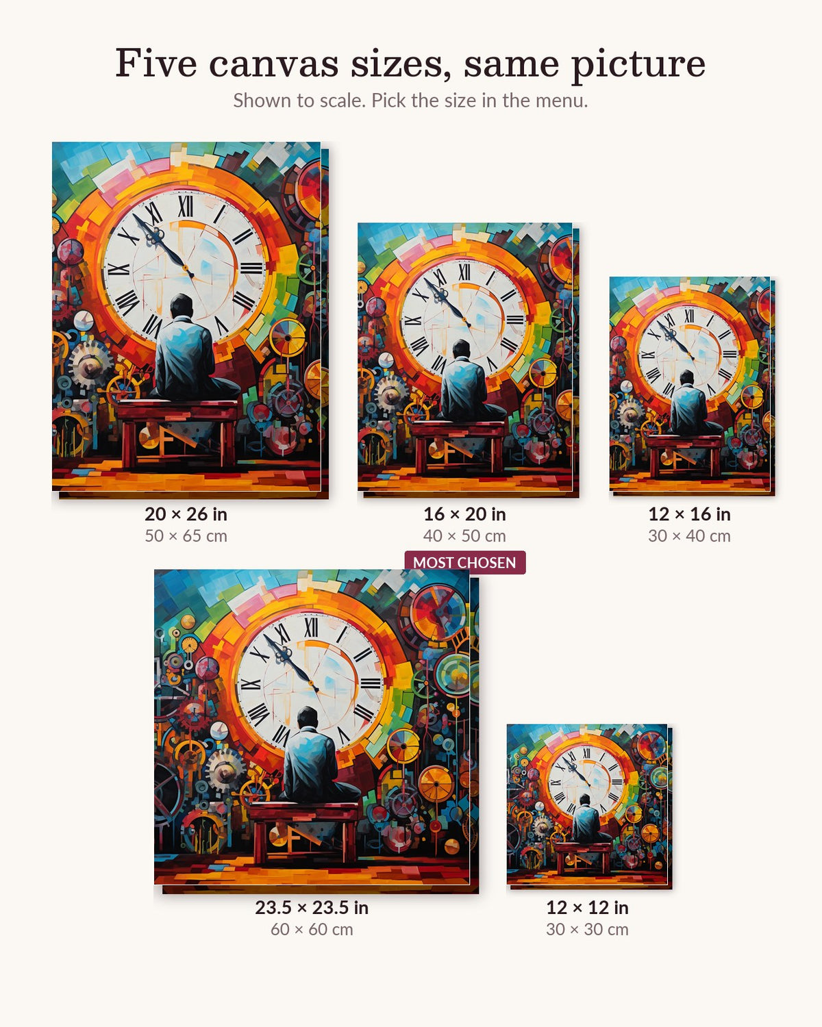 Industrial Chaos canvas sizes from 12 x 12 to 23.5 x 23.5 inches