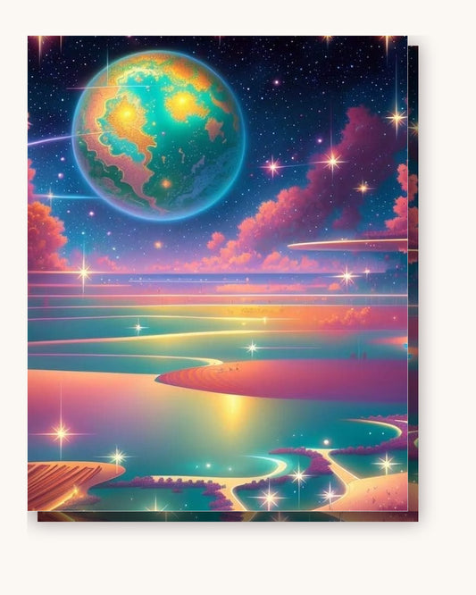 Interstellar Sea paint by numbers kit on stretched canvas