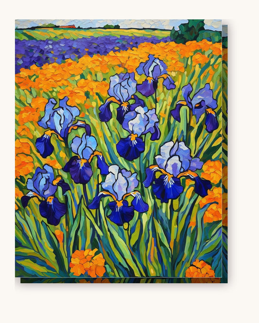 Irises after Van Gogh paint by numbers kit on stretched canvas