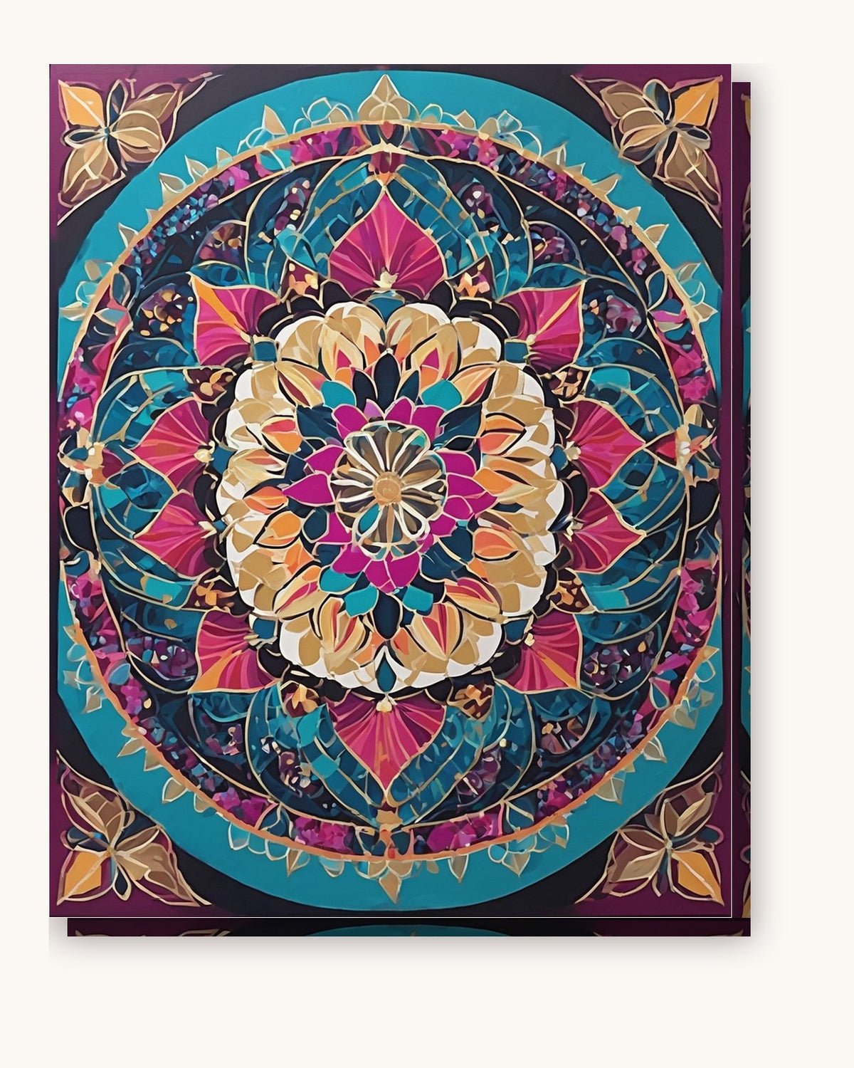 Jewel Tone Lotus Mandala paint by numbers kit on stretched canvas