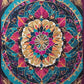 jewel tone lotus mandala paint by numbers kit with magenta, teal and gold petals