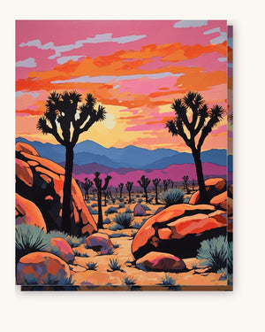 Joshua Trees at Sunset paint by numbers kit on stretched canvas