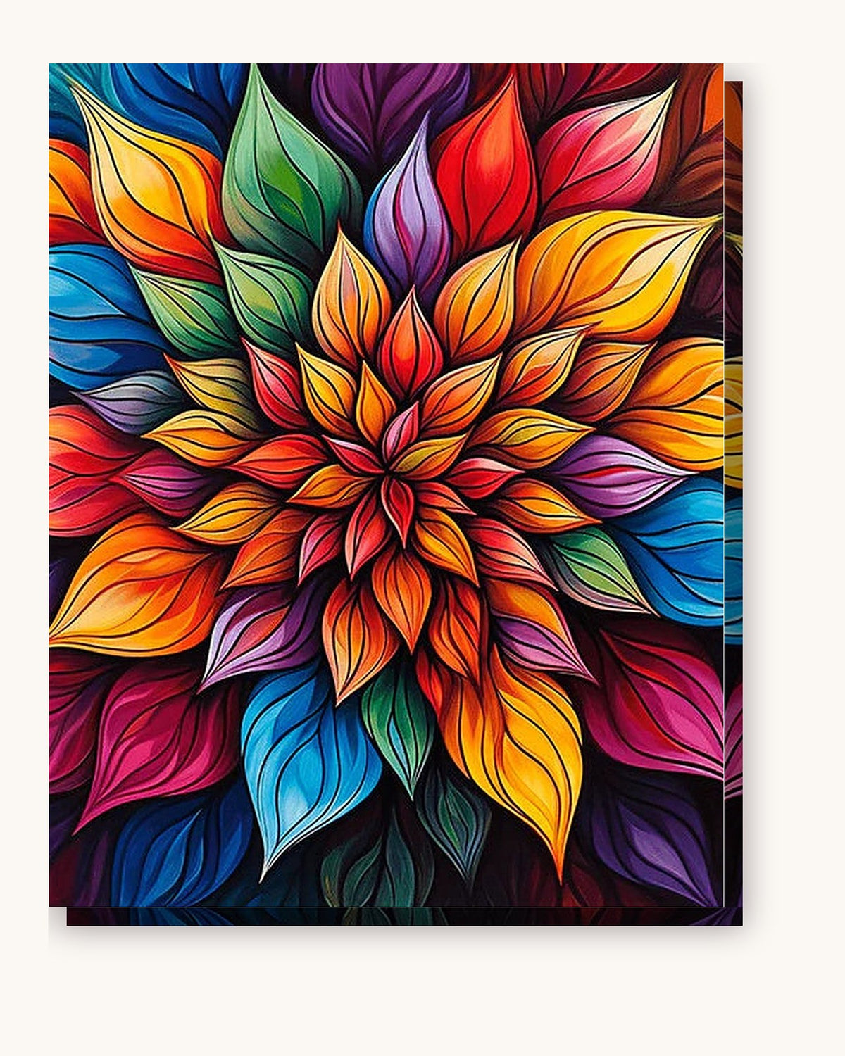 Kaleidoscopic Foliage paint by numbers kit on stretched canvas