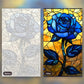 Blue Glass Flower paint by numbers kit, before and after