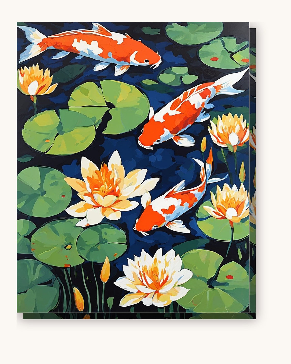 Koi Fish and Water Lilies paint by numbers kit on stretched canvas