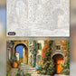 The Scarlet Door on the Ascent paint by numbers kit, before and after