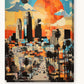 LA Skyline paint by numbers kit on stretched canvas
