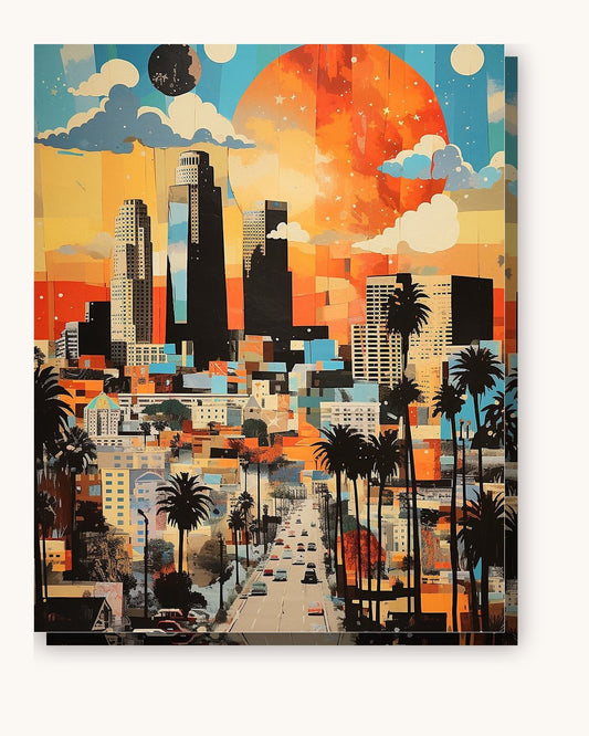 LA Skyline paint by numbers kit on stretched canvas