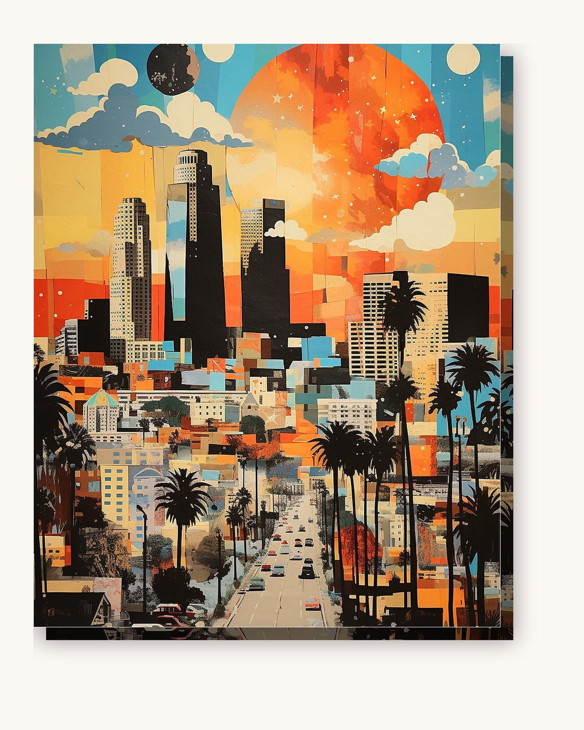 LA Skyline paint by numbers kit on stretched canvas
