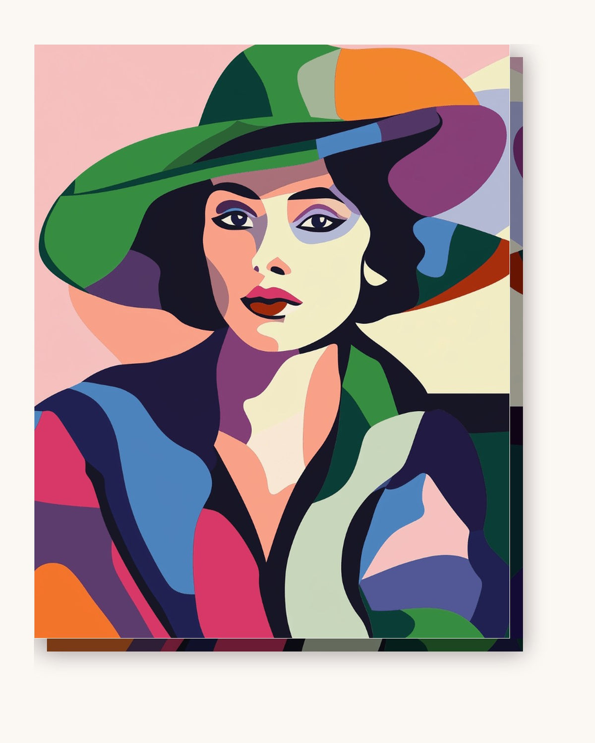 Lady in a Hat paint by numbers kit on stretched canvas
