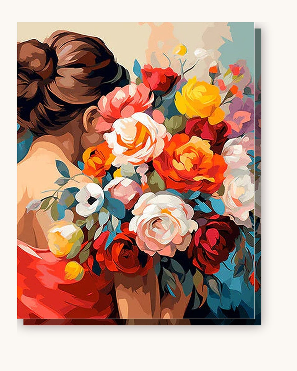 Lady in Red paint by numbers kit on stretched canvas