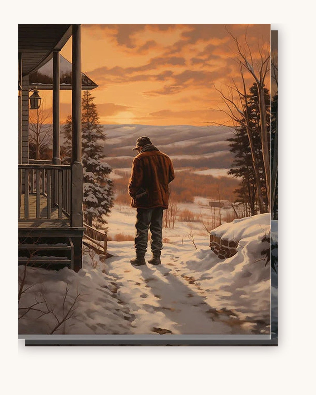 Late Winter paint by numbers kit on stretched canvas