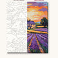 Lavender Rows and Stone Farmhouse numbered canvas next to the finished painting