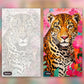 Leopard Among Blossoms paint by numbers kit, before and after