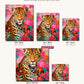 Leopard Among Blossoms canvas sizes from 12 x 12 to 23.5 x 23.5 inches