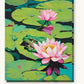 Lily Pad Frog and Lotus paint by numbers kit on stretched canvas