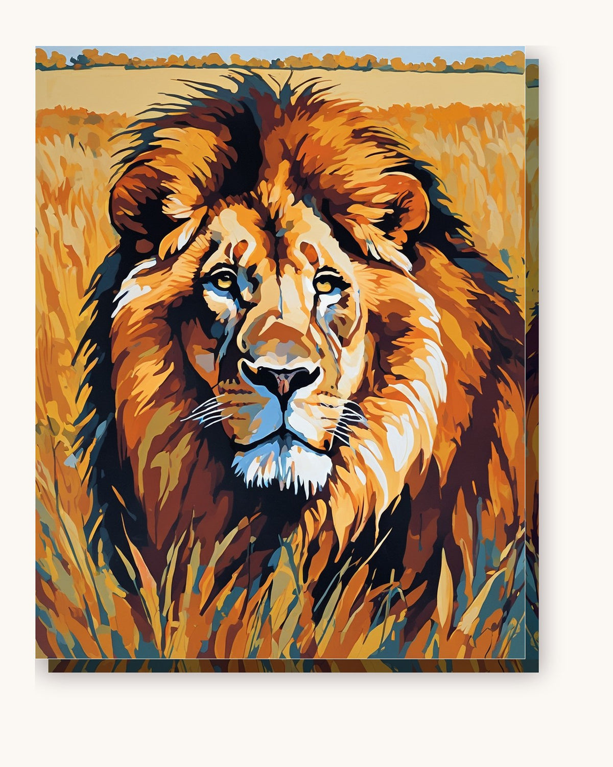 Lion in the Golden Grass paint by numbers kit on stretched canvas
