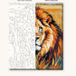 Lion in the Golden Grass numbered canvas next to the finished painting
