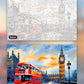 London at Dusk paint by numbers kit, before and after