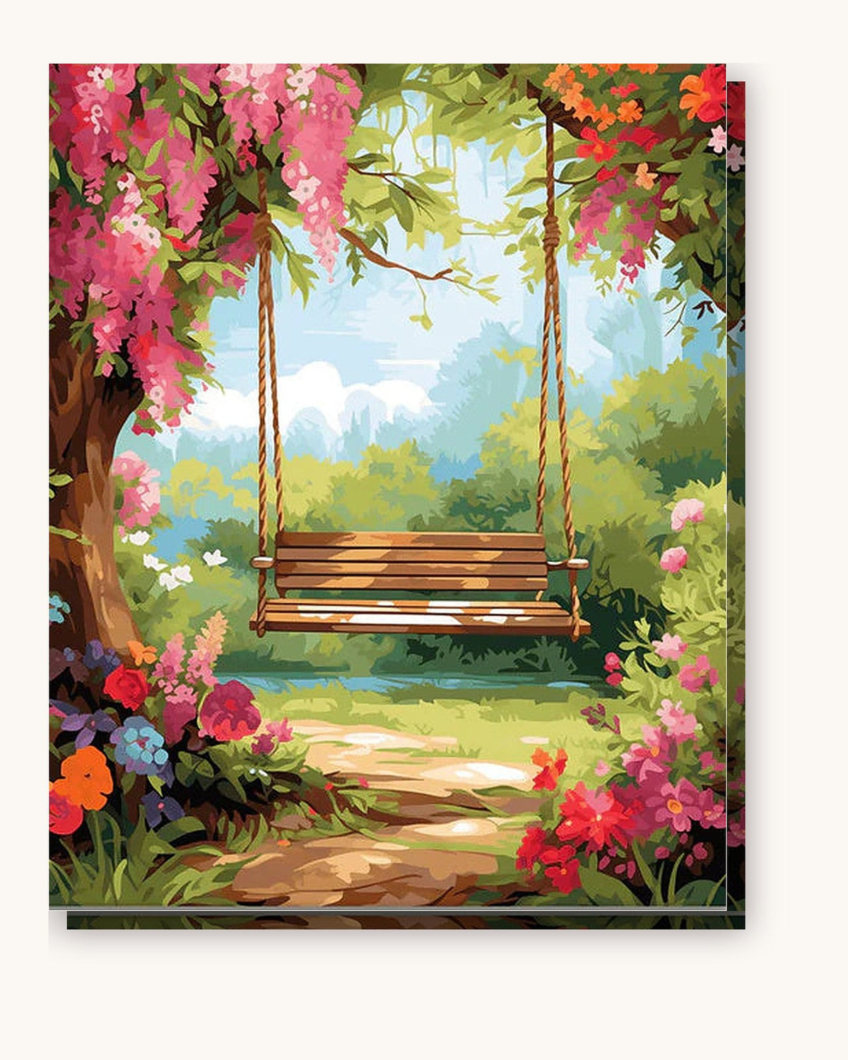 Lonely Forest Bench paint by numbers kit on stretched canvas