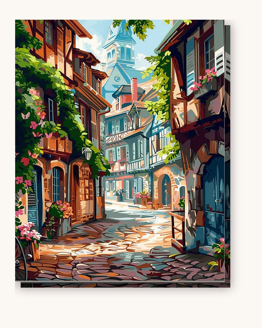 Silent Roadway paint by numbers kit on stretched canvas