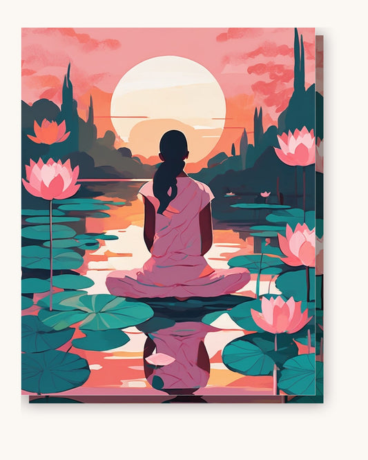 Lotus Meditation paint by numbers kit on stretched canvas