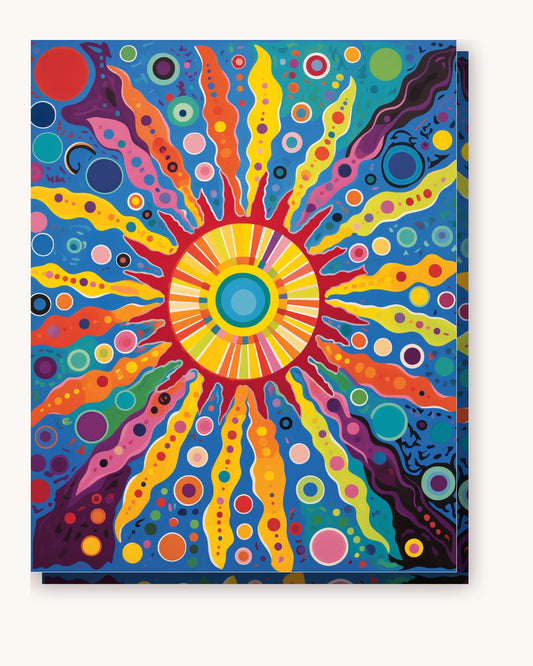 Luminous Sun paint by numbers kit on stretched canvas