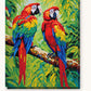 Macaws in the Rainforest paint by numbers kit on stretched canvas