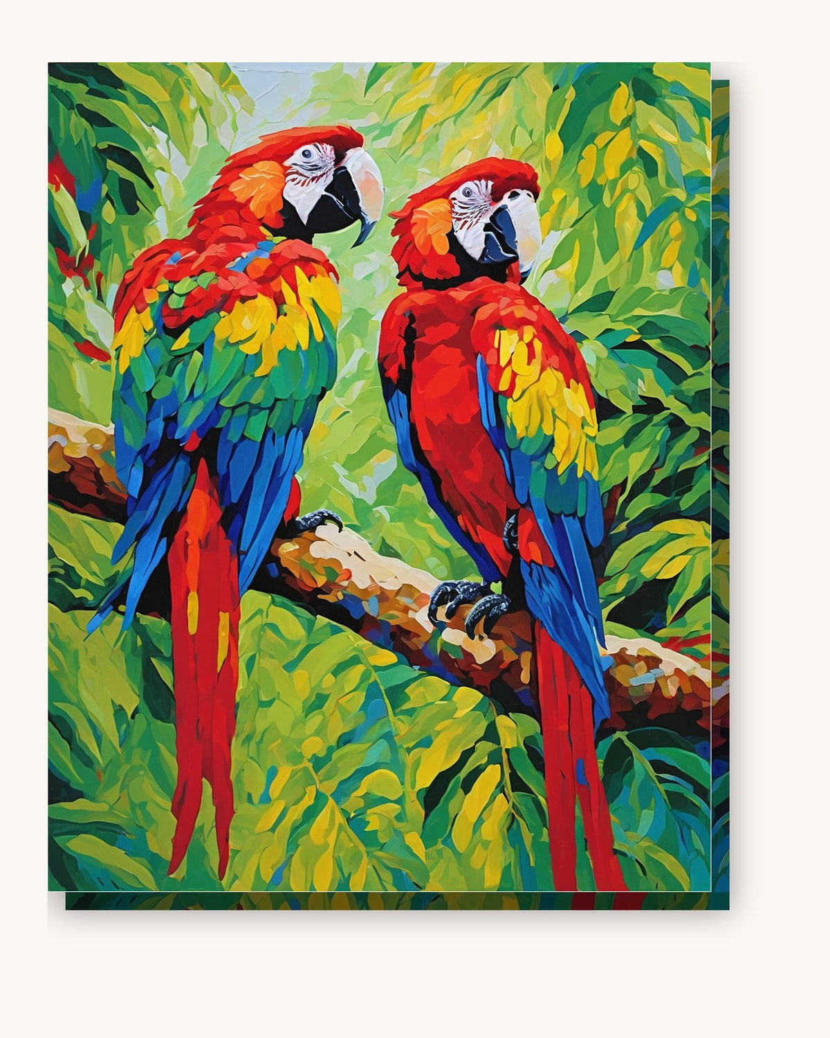 Macaws in the Rainforest paint by numbers kit on stretched canvas