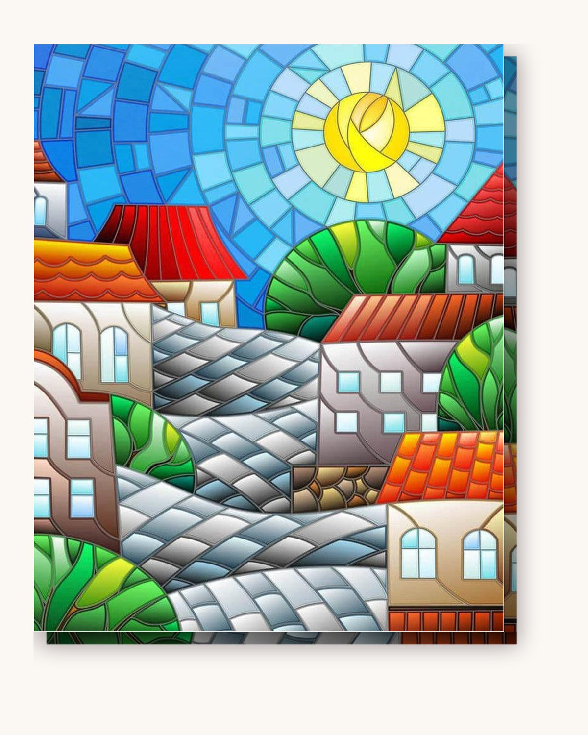 Fairytale Town paint by numbers kit on stretched canvas