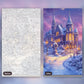 Magical Winter Castle paint by numbers kit, before and after
