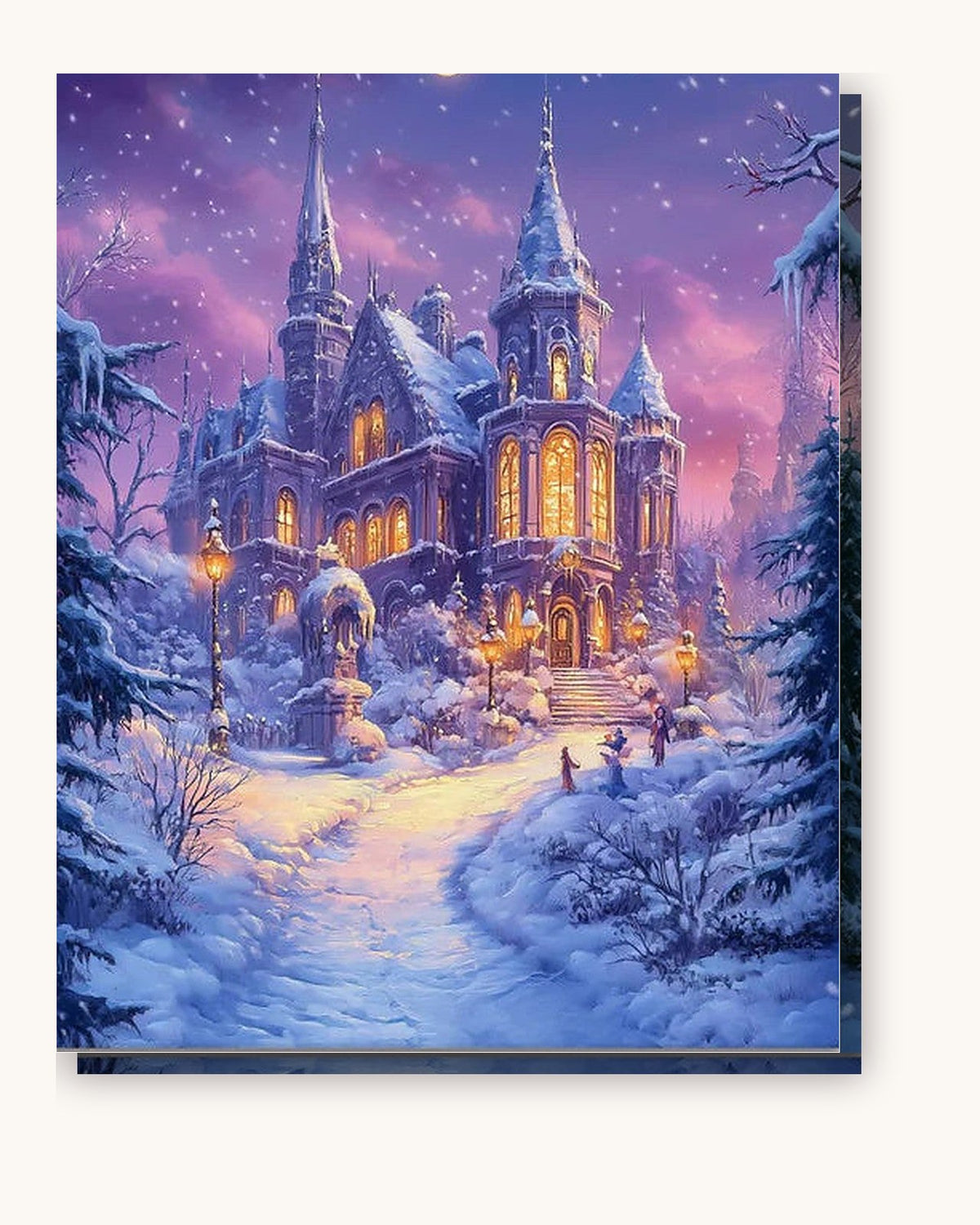 Magical Winter Castle paint by numbers kit on stretched canvas