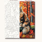 Maine Coon in the Autumn Forest numbered canvas next to the finished painting