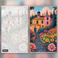 Château in Provence paint by numbers kit, before and after