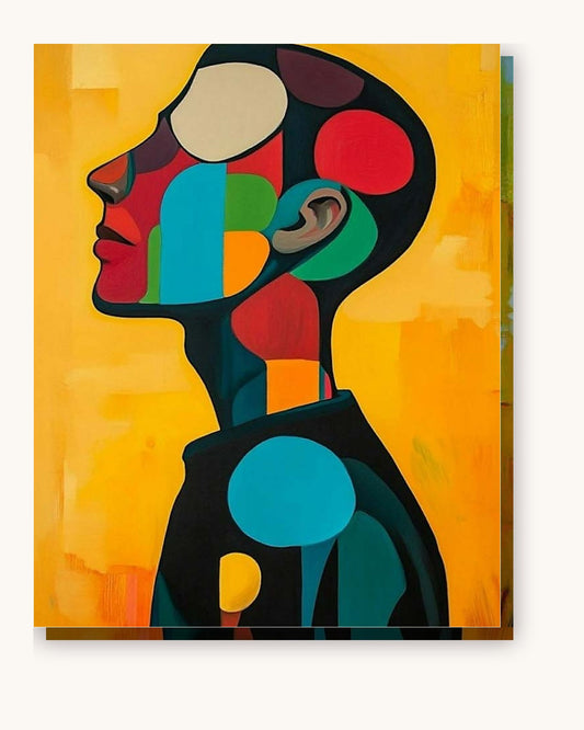 Man's Head paint by numbers kit on stretched canvas