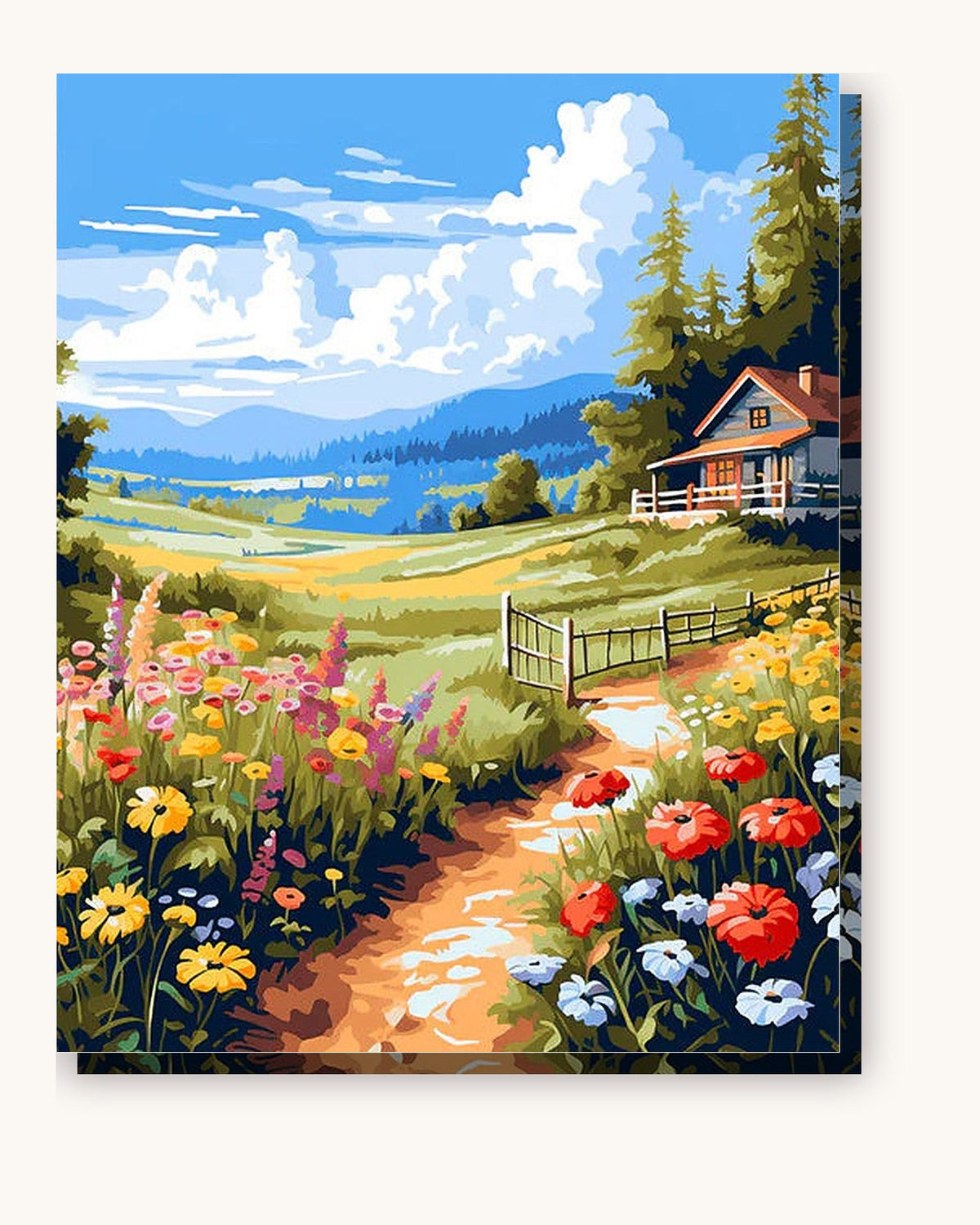 Meadow's Embrace paint by numbers kit on stretched canvas