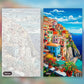 Mediterranean Cliffside paint by numbers kit, before and after