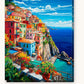 Mediterranean Cliffside paint by numbers kit on stretched canvas