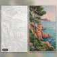 Sunlit Mediterranean Coast paint by numbers kit, before and after