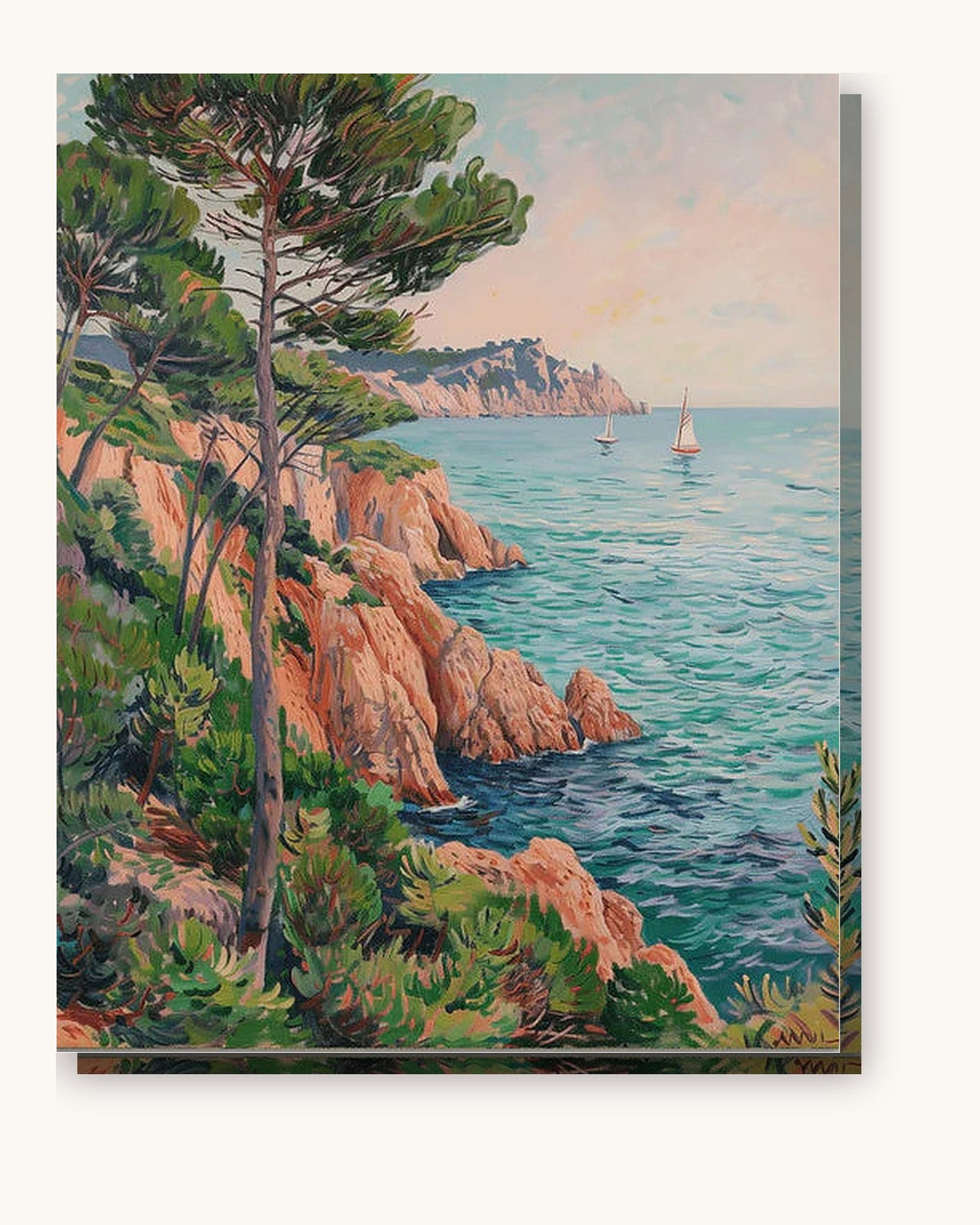 Sunlit Mediterranean Coast paint by numbers kit on stretched canvas