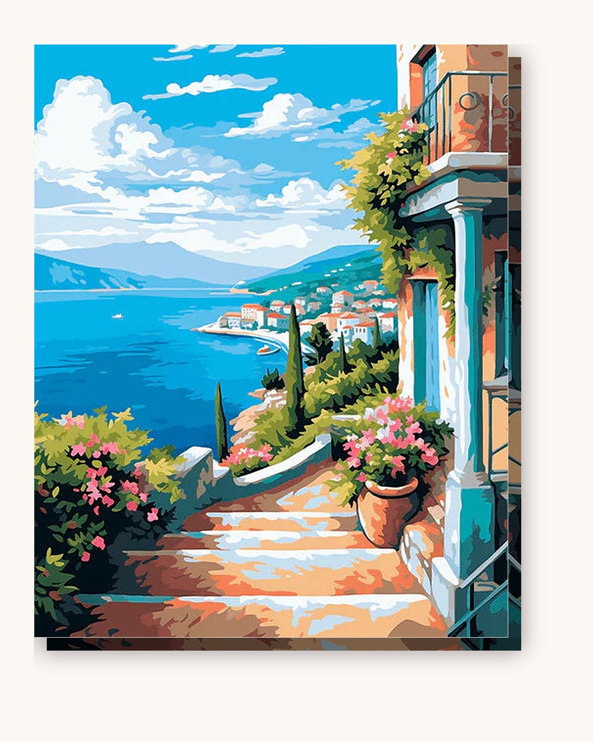Mediterranean Vistas paint by numbers kit on stretched canvas