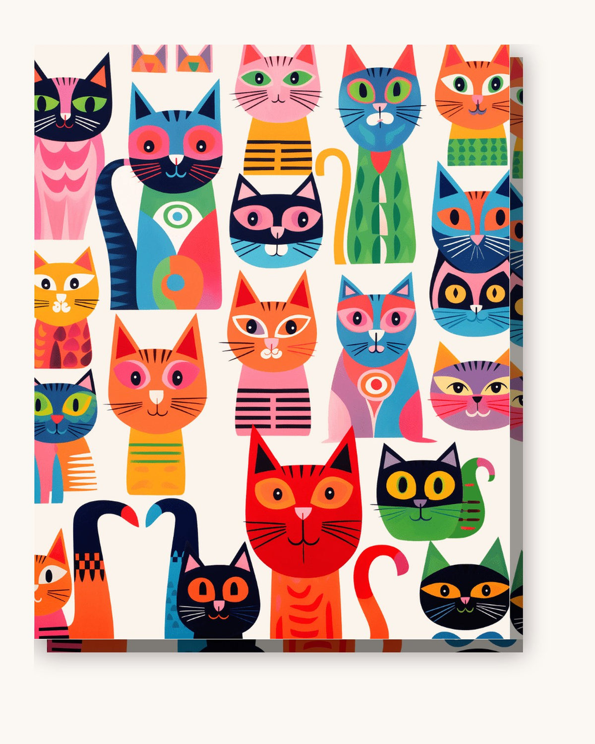 Meow Collection paint by numbers kit on stretched canvas