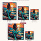 Mermaid Watching the Sunset canvas sizes from 12 x 12 to 23.5 x 23.5 inches