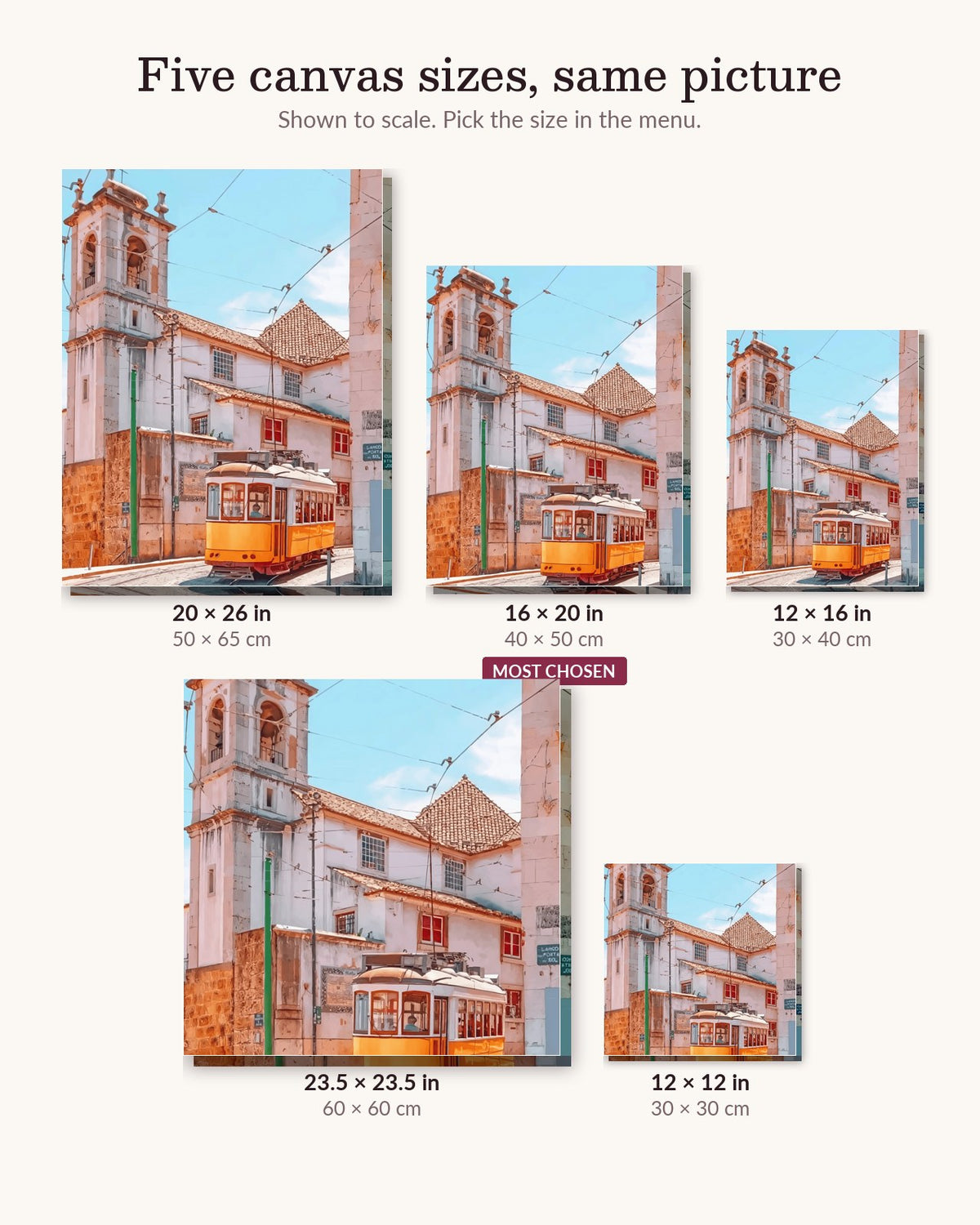 Metro in Lisbon canvas sizes from 12 x 12 to 23.5 x 23.5 inches