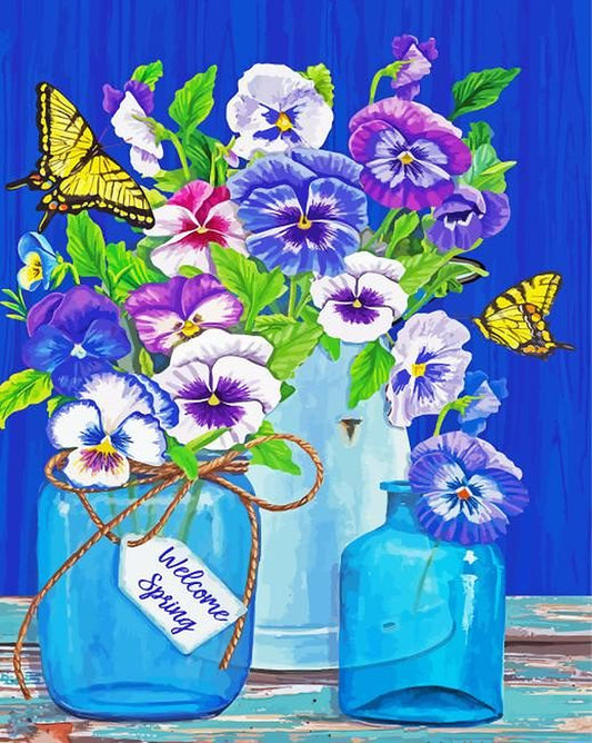 Butterflies And Pansies Art Painting Kit