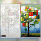 Modernist Green Tree paint by numbers kit, before and after