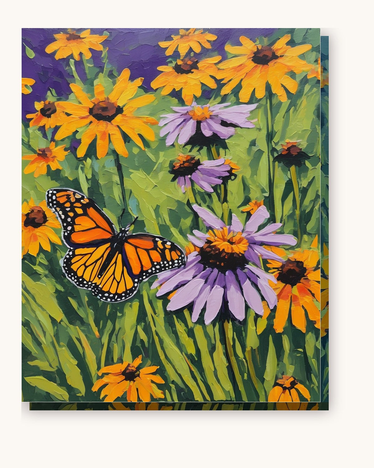 Monarch Butterflies in the Wildflowers paint by numbers kit on stretched canvas