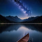 Moonlit Lake and Galaxy paint by numbers kit, Milky Way reflected in a lake